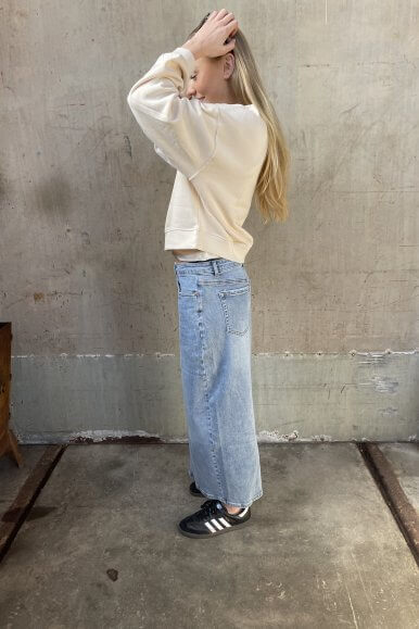 Doris long denim skirt